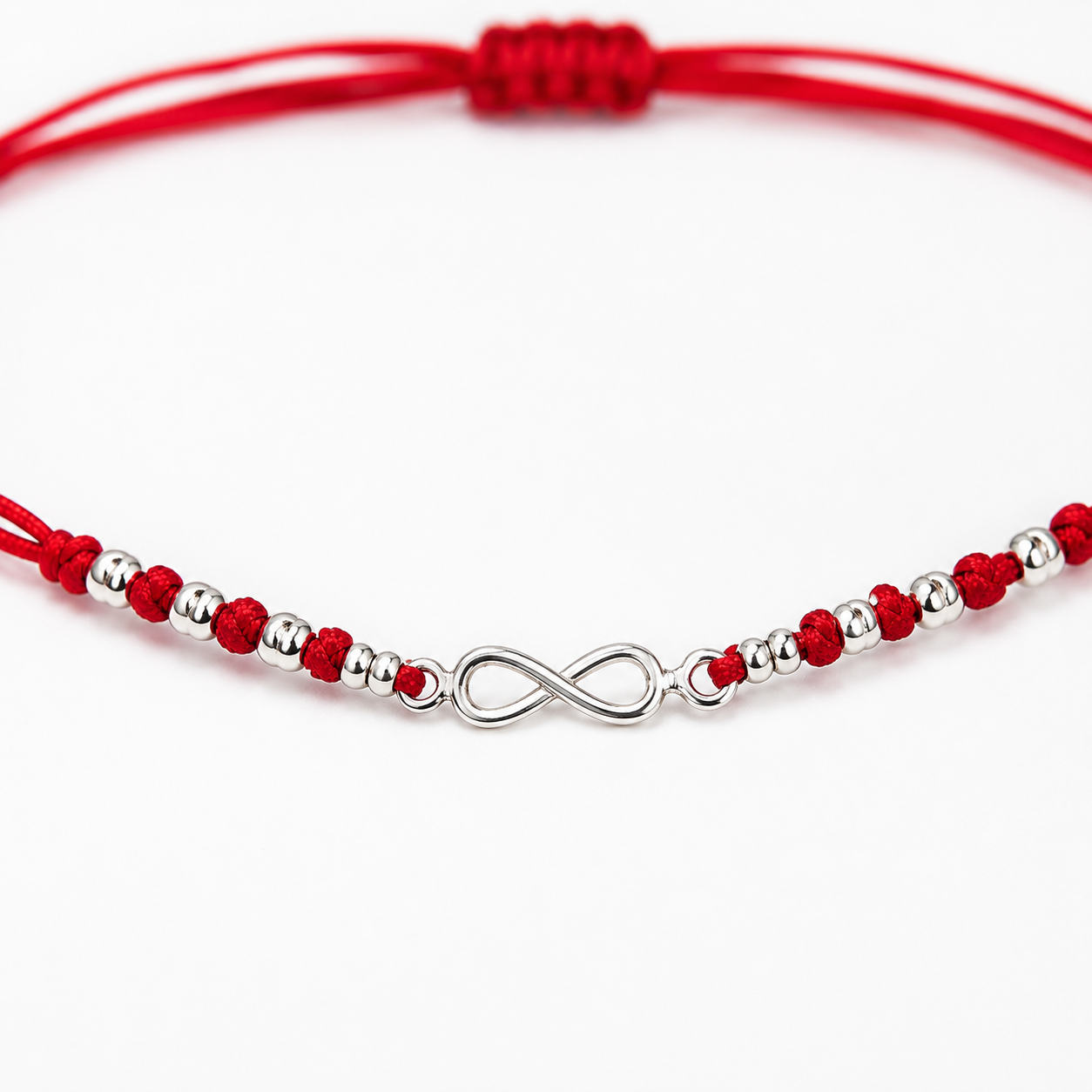 Pulsera de Plata 925 con Infinito + Hilo Rojo Regulable
