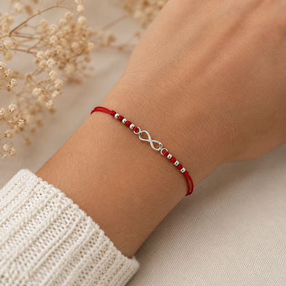 Pulsera de Plata 925 con Infinito + Hilo Rojo Regulable