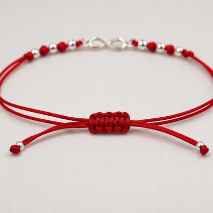 Pulsera de Plata 925 con Infinito + Hilo Rojo Regulable